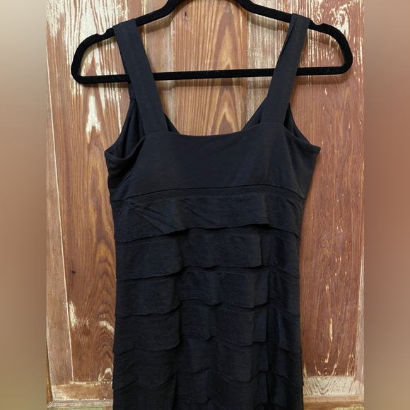 Black T-Shirt Knit Ruffled Fitted Maxi Dress - Picture 2 of 4